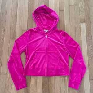 Vintage Juicy Couture Velour Jacket Hot Pink Embellished Rhinestone Size Large